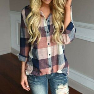 Women's oversized plaid shirt